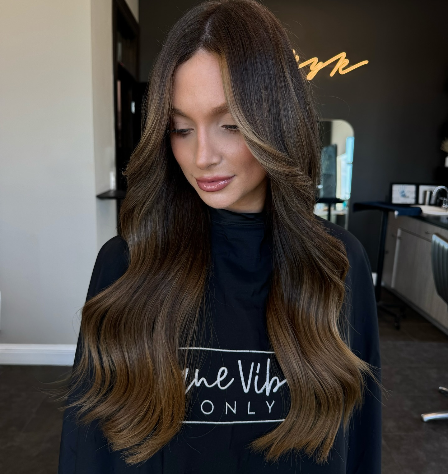 Dimensional brunette extensions at The Mane Studio